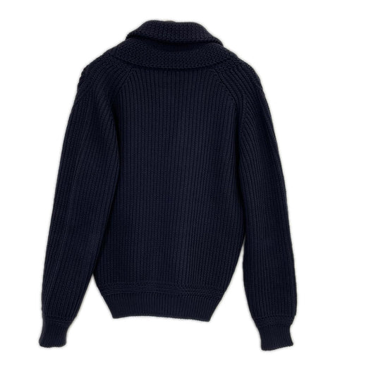 GUCCI Wool Logo Patch Knit Cardigan Navy Size S