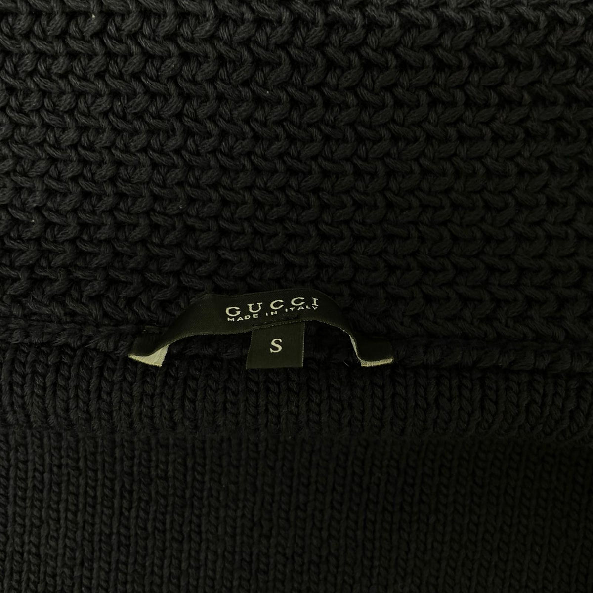 GUCCI Wool Logo Patch Knit Cardigan Navy Size S