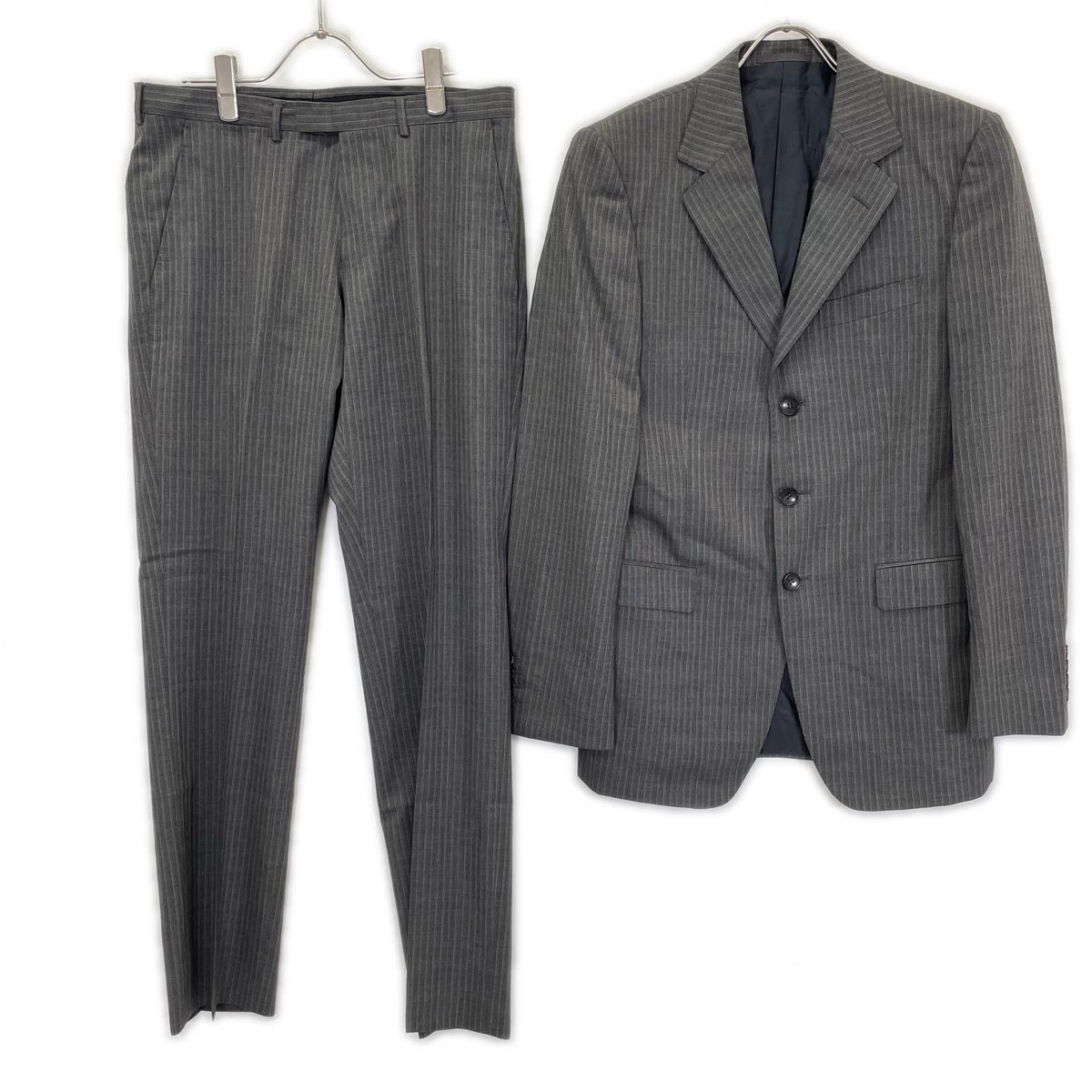 GUCCI Gray Wool Striped Single 3B Suit Size 46