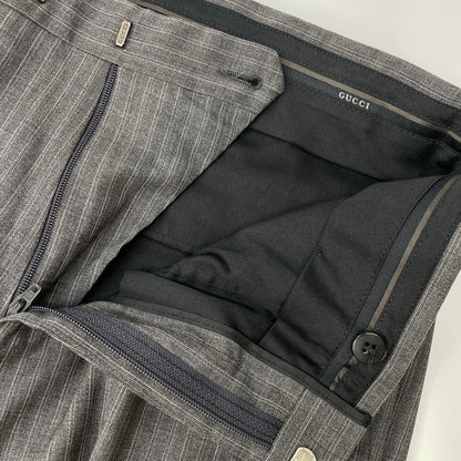 GUCCI Gray Wool Striped Single 3B Suit Size 46