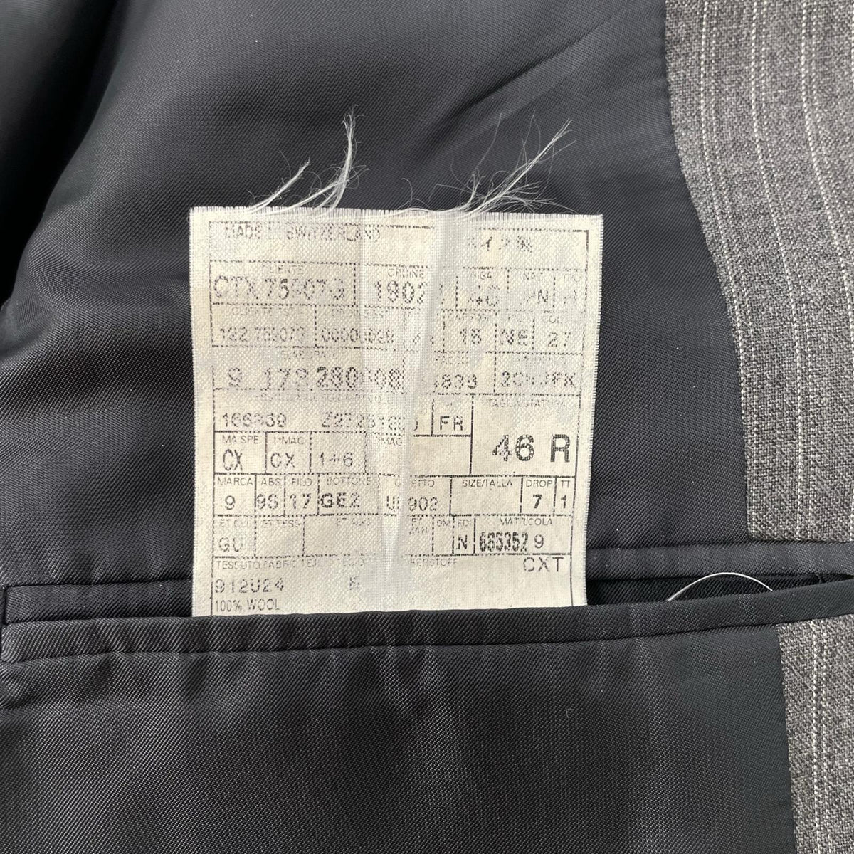 GUCCI Gray Wool Striped Single 3B Suit Size 46