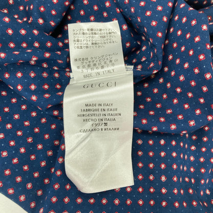GUCCI Cotton Blend Flower Short Sleeve Shirt Navy Size 42