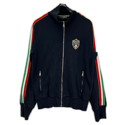 DOLCE&GABBANA Navy Cotton Emblem Patch Track Jacket Size 48