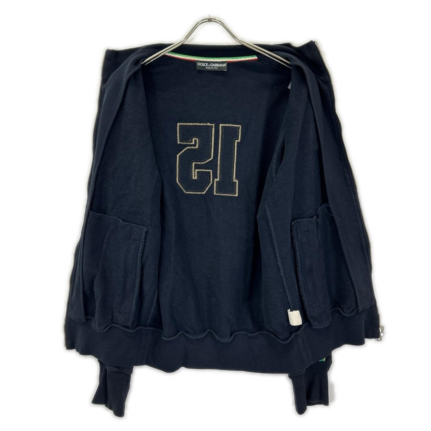 DOLCE&GABBANA Navy Cotton Emblem Patch Track Jacket Size 48