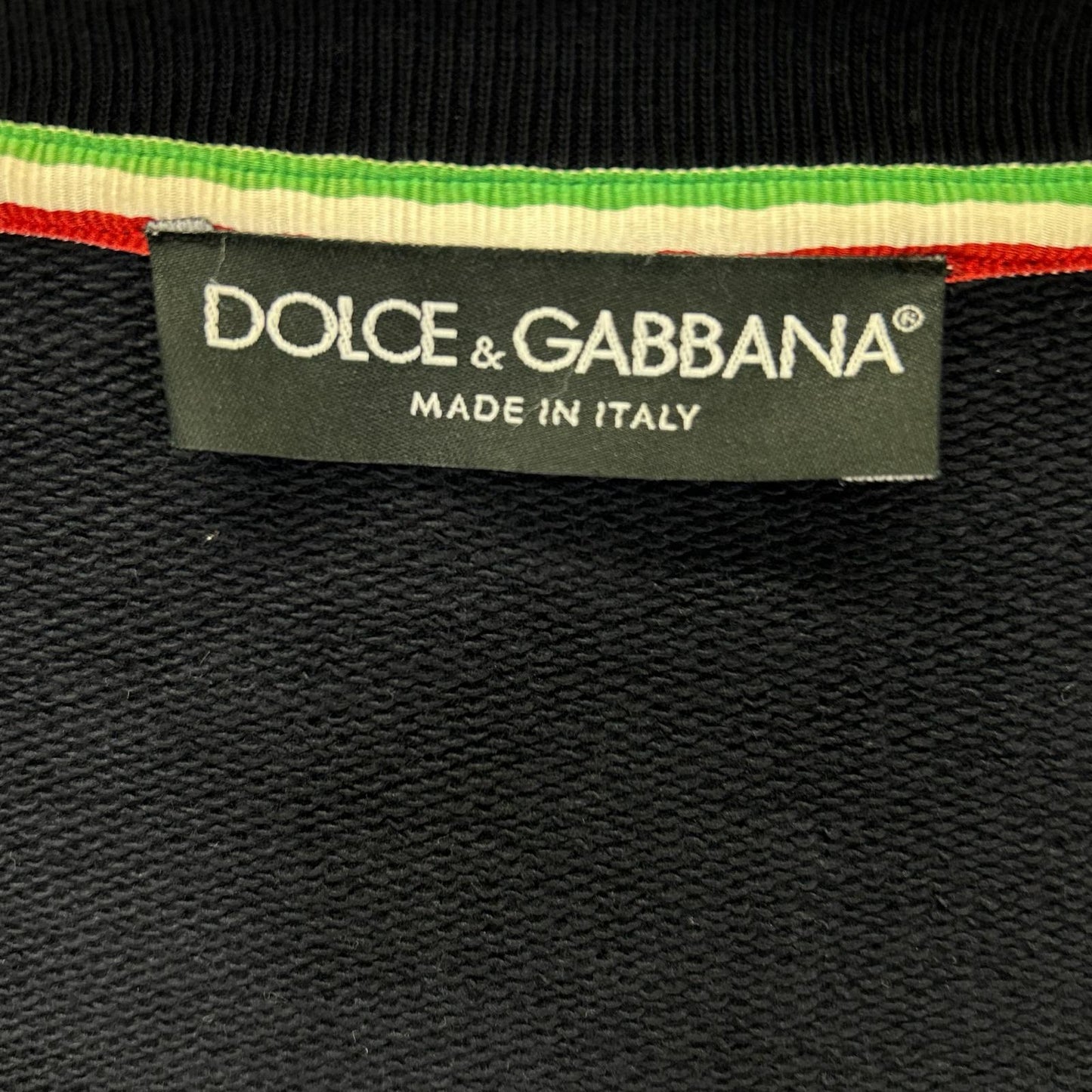 DOLCE&GABBANA Navy Cotton Emblem Patch Track Jacket Size 48