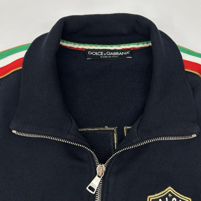 DOLCE&GABBANA Navy Cotton Emblem Patch Track Jacket Size 48
