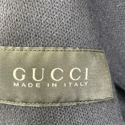GUCCI Hooded Suede Trim Double Wool Coat Black Size 46