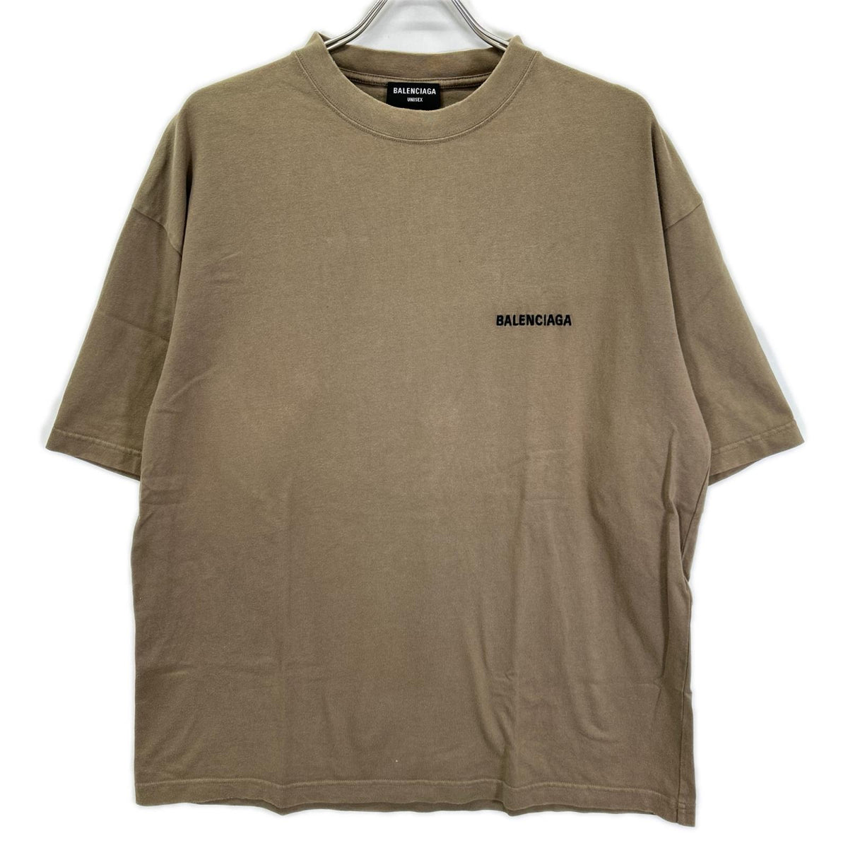 BALENCIAGA 2021 612966 Logo Cotton T-Shirt Beige Size M