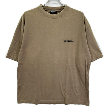 BALENCIAGA 2021 612966 Logo Cotton T-Shirt Beige Size M