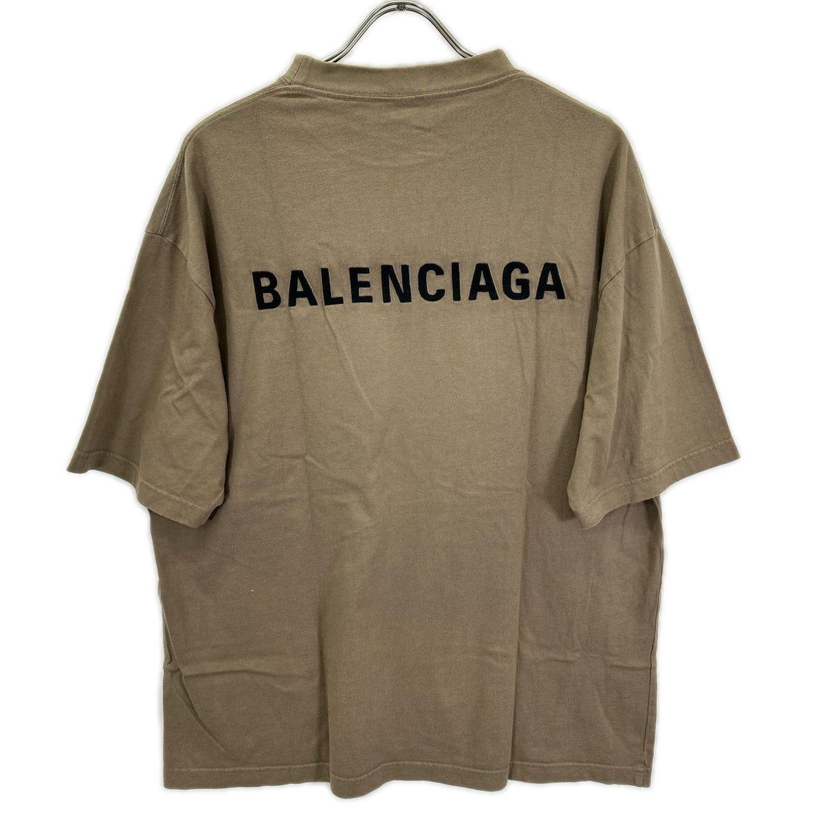 BALENCIAGA 2021 612966 Logo Cotton T-Shirt Beige Size M