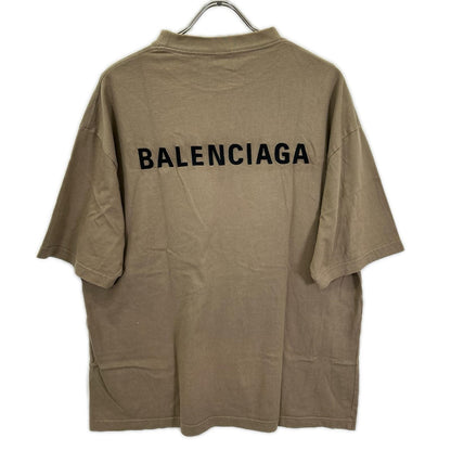 BALENCIAGA 2021 612966 Logo Cotton T-Shirt Beige Size M
