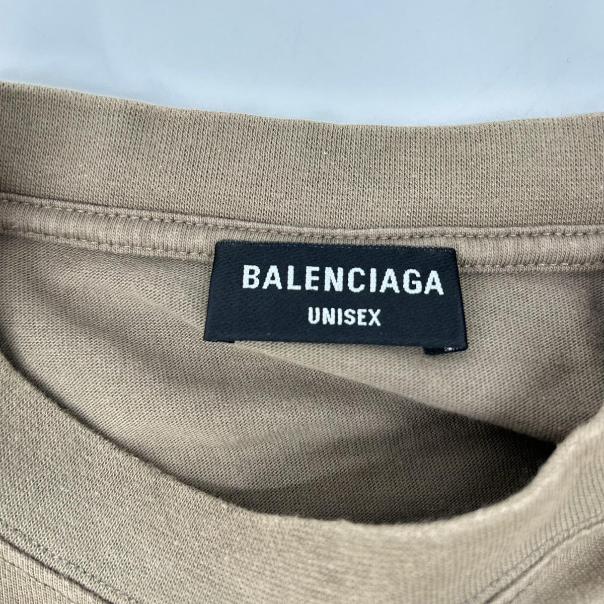 BALENCIAGA 2021 612966 Logo Cotton T-Shirt Beige Size M