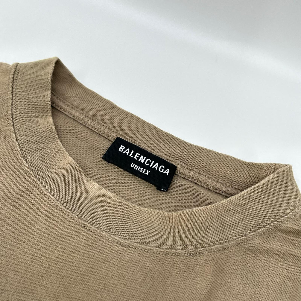 BALENCIAGA 2021 612966 Logo Cotton T-Shirt Beige Size M
