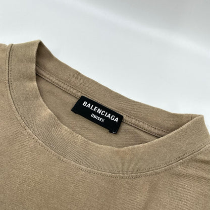 BALENCIAGA 2021 612966 Logo Cotton T-Shirt Beige Size M