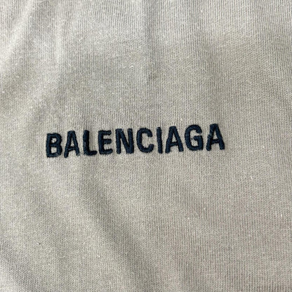 BALENCIAGA 2021 612966 Logo Cotton T-Shirt Beige Size M