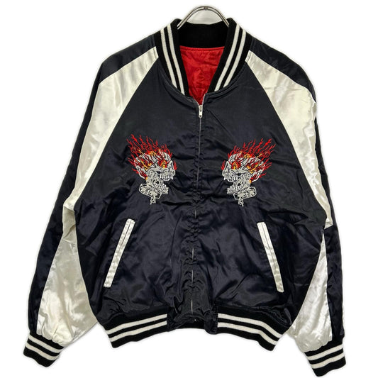 Hoshihime Skull Embroidered Satin Jacket B&W Free Size
