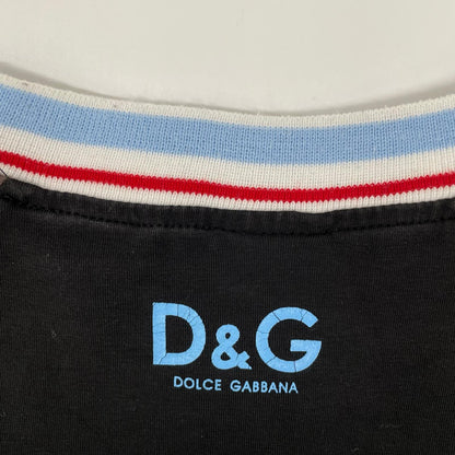 DOLCE&GABBANA Black Logo Print Raglan T-Shirt Size M