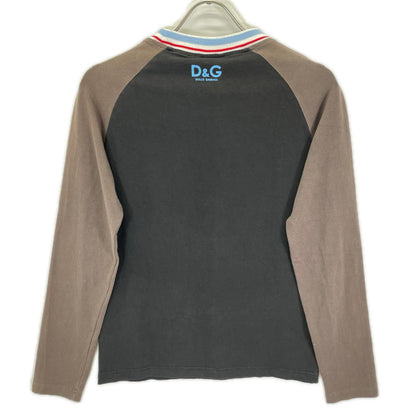 DOLCE&GABBANA Black Logo Print Raglan T-Shirt Size M