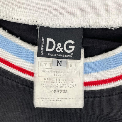 DOLCE&GABBANA Black Logo Print Raglan T-Shirt Size M