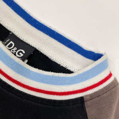 DOLCE&GABBANA Black Logo Print Raglan T-Shirt Size M