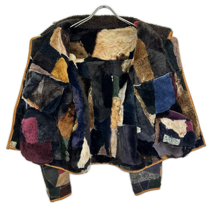 BONBEC Patchwork Mouton Jacket Brown Size M