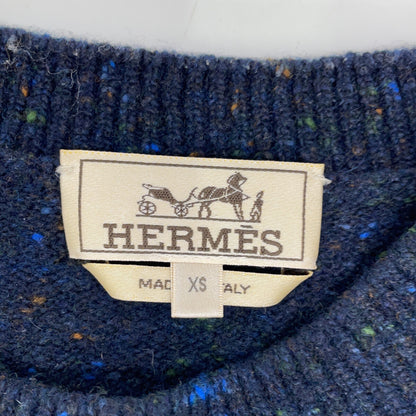 HERMES Navy Cashmere Blend Knit Sweater Size XS