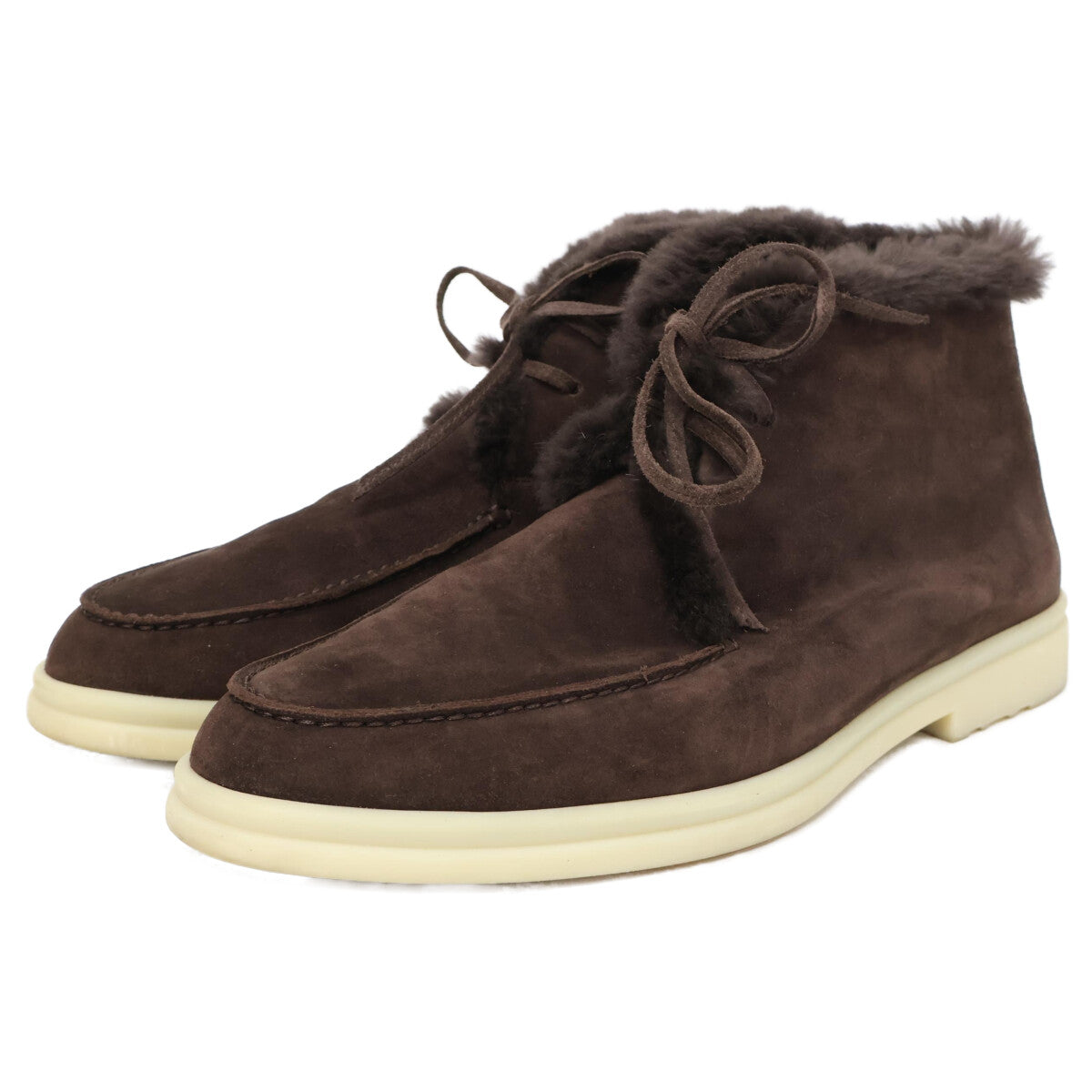 Loro Piana Mouton Leather Boa Chukka Dark Brown Boots Size EU 43