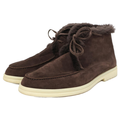 Loro Piana Mouton Leather Boa Chukka Dark Brown Boots Size EU 43