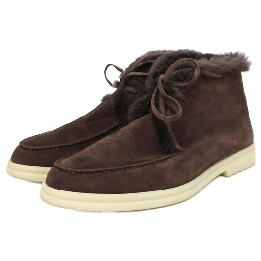 Loro Piana Mouton Leather Boa Chukka Dark Brown Boots Size EU 43