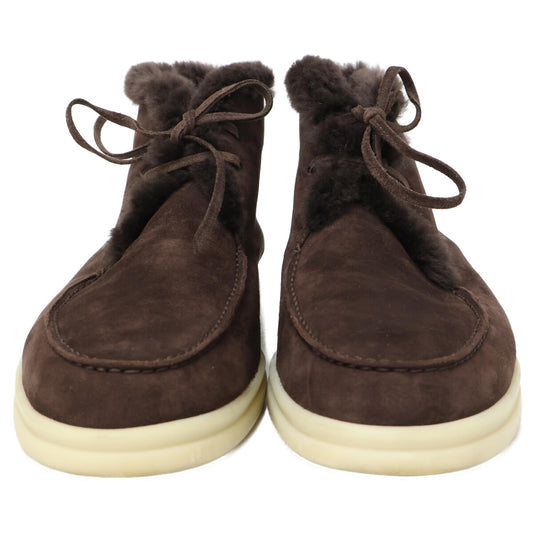 Loro Piana Mouton Leather Boa Chukka Dark Brown Boots Size EU 43
