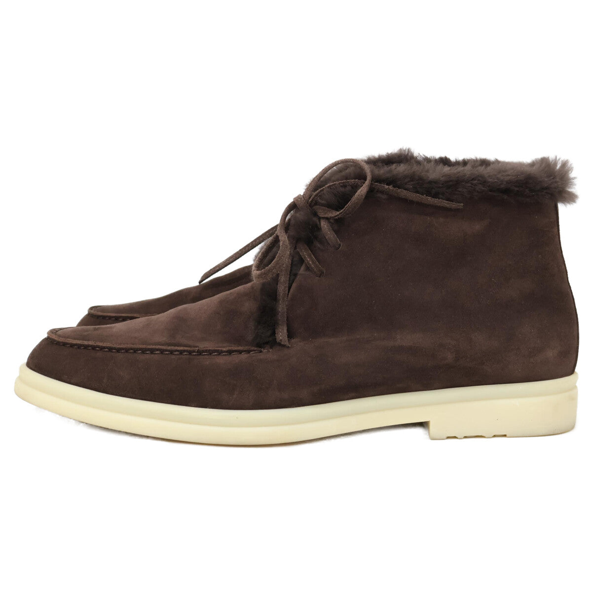 Loro Piana Mouton Leather Boa Chukka Dark Brown Boots Size EU 43
