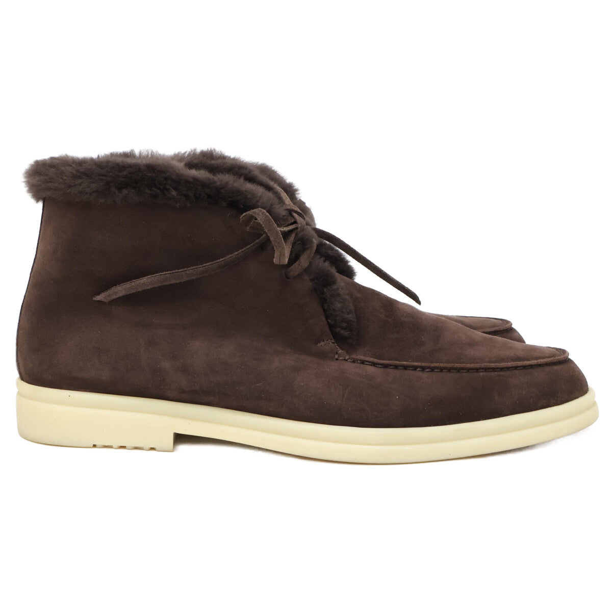 Loro Piana Mouton Leather Boa Chukka Dark Brown Boots Size EU 43