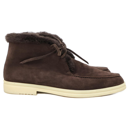 Loro Piana Mouton Leather Boa Chukka Dark Brown Boots Size EU 43