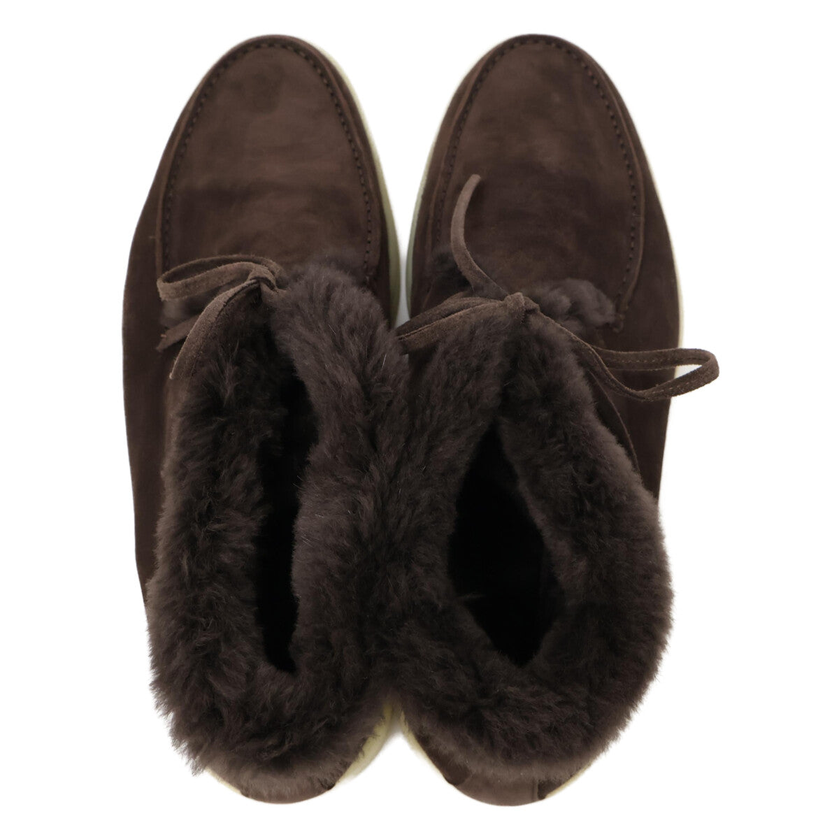 Loro Piana Mouton Leather Boa Chukka Dark Brown Boots Size EU 43