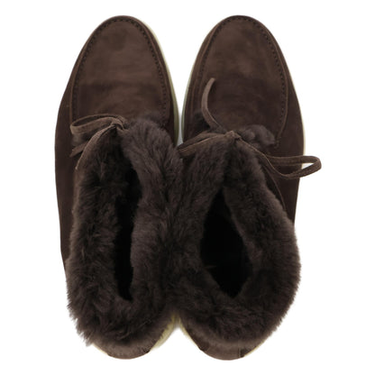 Loro Piana Mouton Leather Boa Chukka Dark Brown Boots Size EU 43