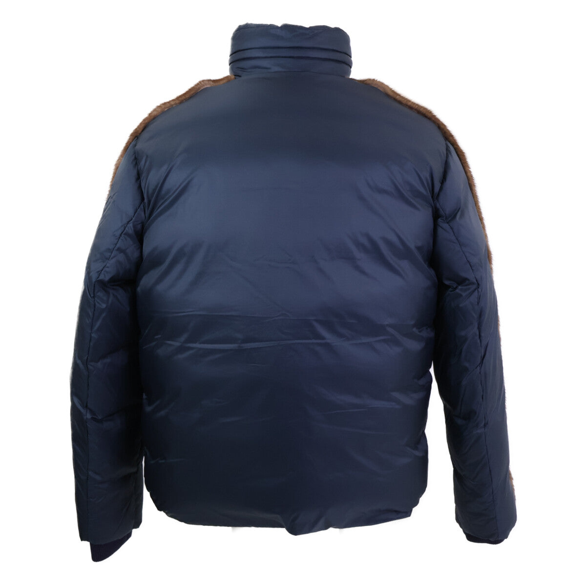 FENDI FW0883 Mink Fur Side Tape Down Jacket Navy Size 48