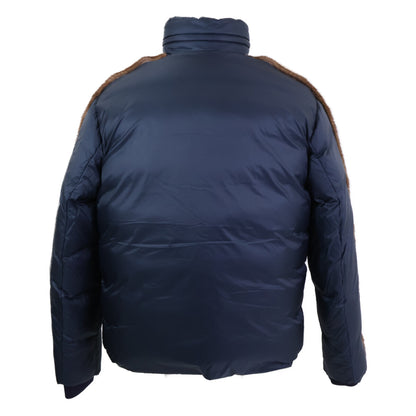 FENDI FW0883 Mink Fur Side Tape Down Jacket Navy Size 48