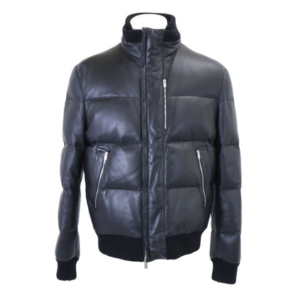 HERMES Lambskin Down Jacket Black Size 50