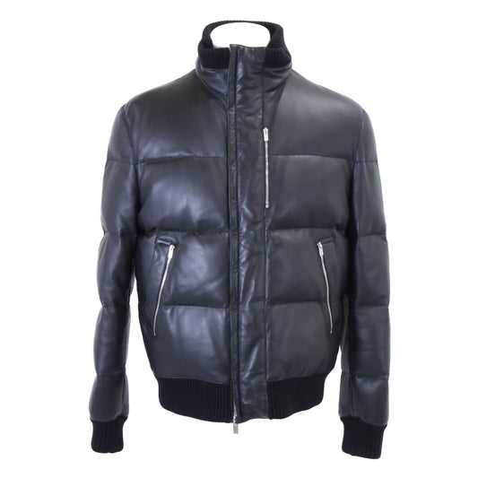 HERMES Lambskin Down Jacket Black Size 50