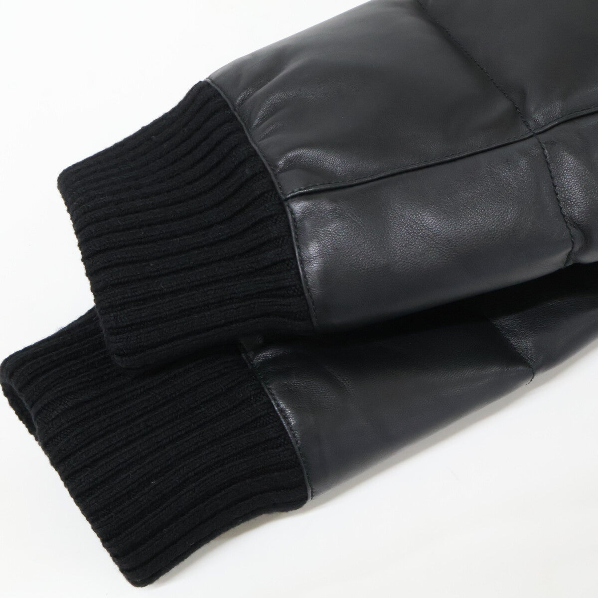 HERMES Lambskin Down Jacket Black Size 50