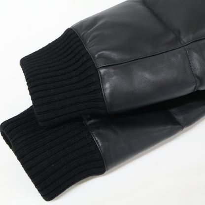 HERMES Lambskin Down Jacket Black Size 50