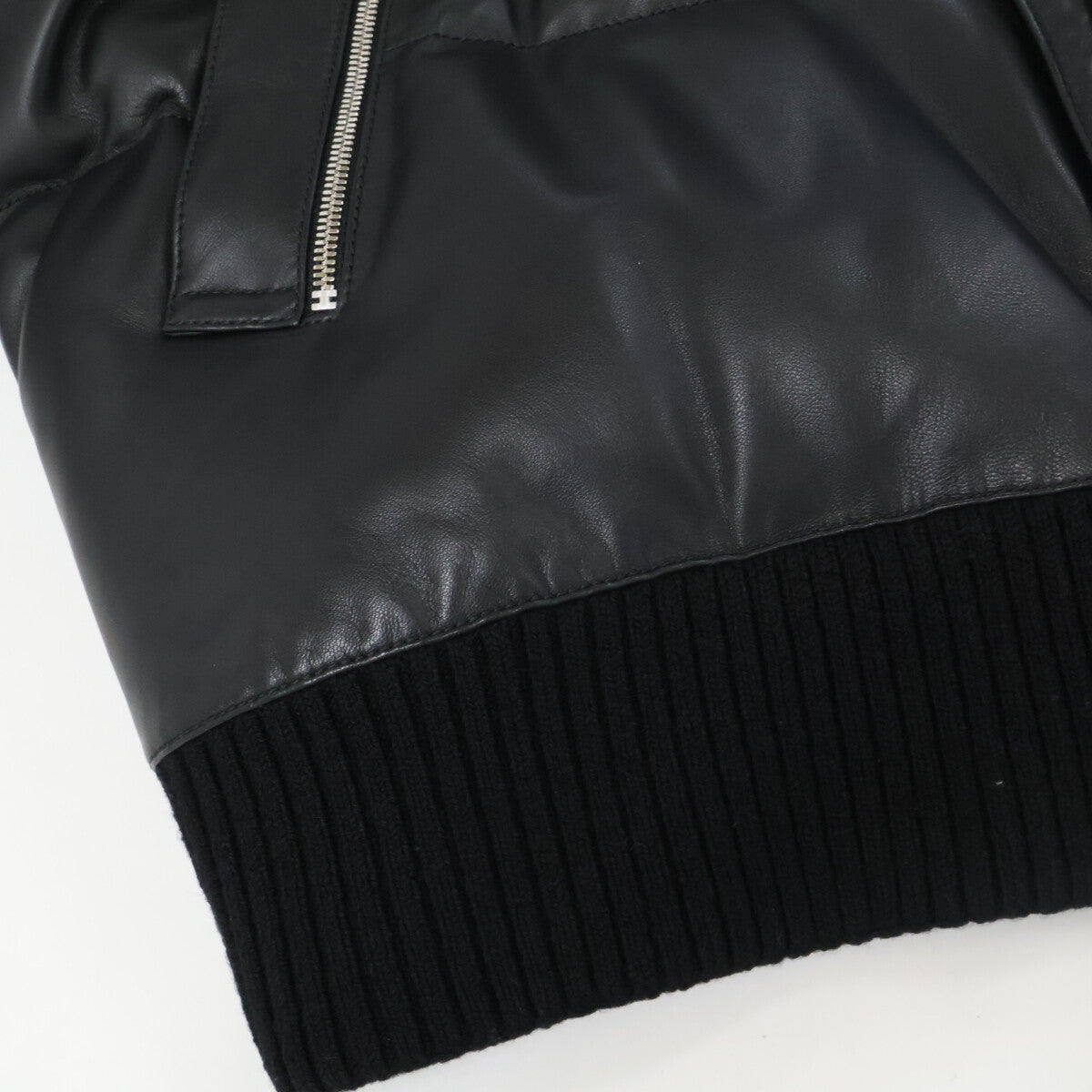 HERMES Lambskin Down Jacket Black Size 50