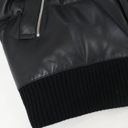 HERMES Lambskin Down Jacket Black Size 50