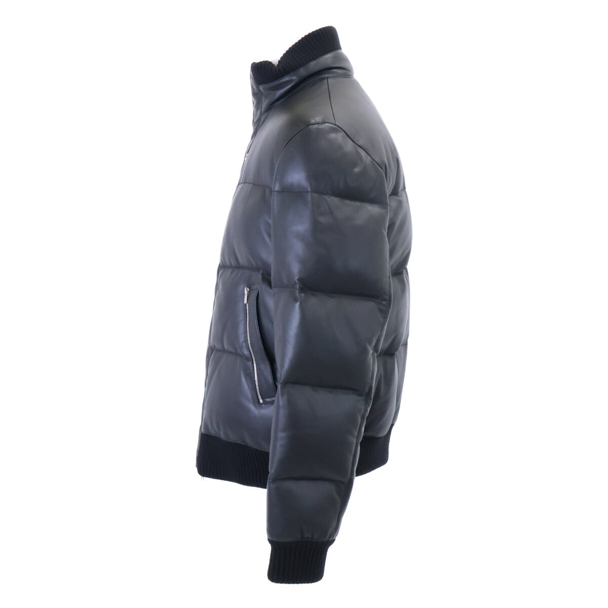 HERMES Lambskin Down Jacket Black Size 50