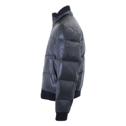 HERMES Lambskin Down Jacket Black Size 50