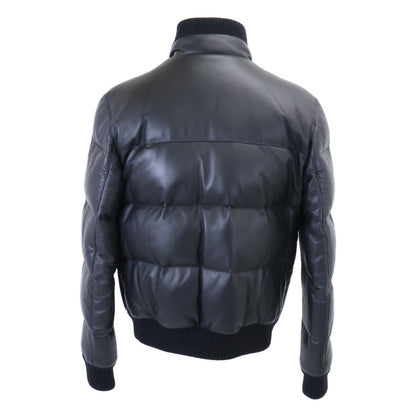 HERMES Lambskin Down Jacket Black Size 50