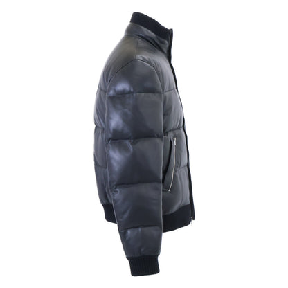 HERMES Lambskin Down Jacket Black Size 50