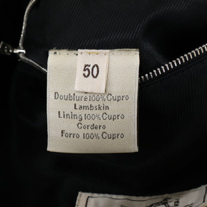 HERMES Lambskin Down Jacket Black Size 50