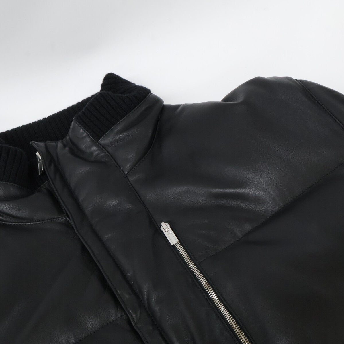 HERMES Lambskin Down Jacket Black Size 50