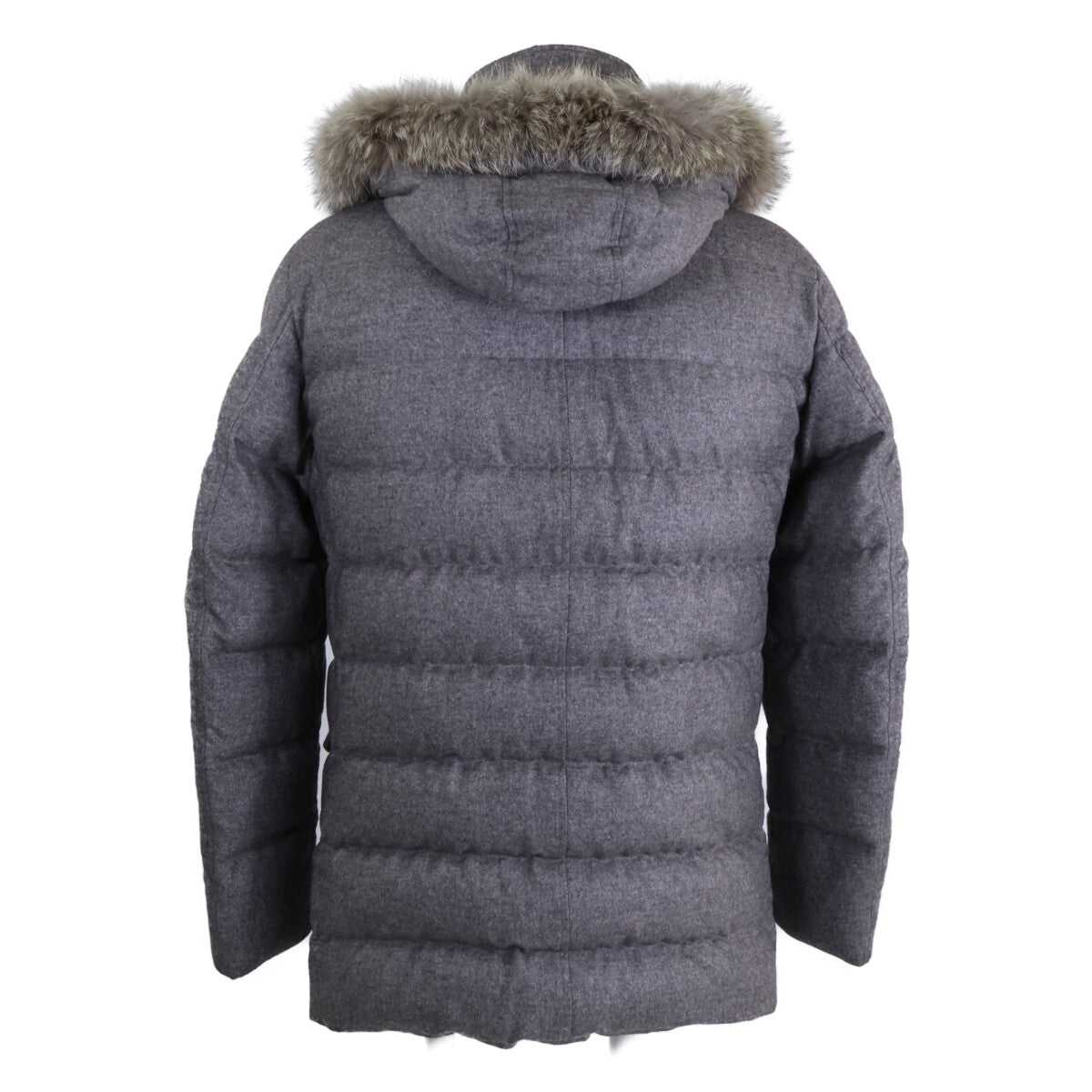 HERNO PIACENZA Cashmere Silk Fur Trim Jacket Gray Size 48